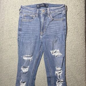Hollister Medium Blue Ripped Skinny Jeans